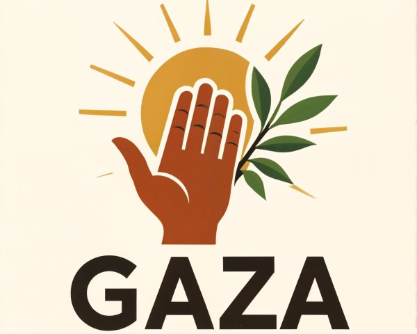 Stylized Hand from Sun Symbolizing Peace and Support