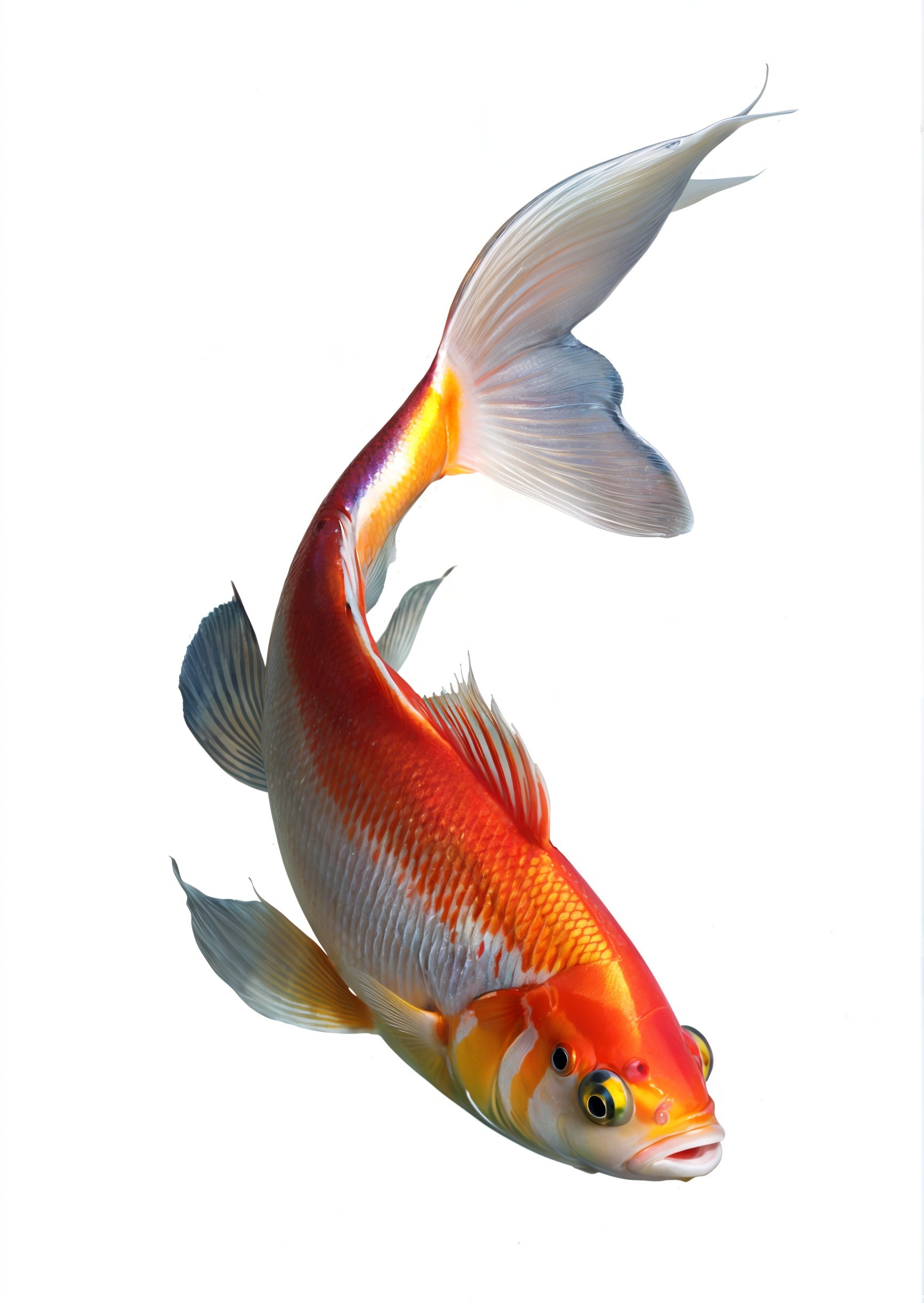 Vibrant Koi Fish with Orange and White Patterns