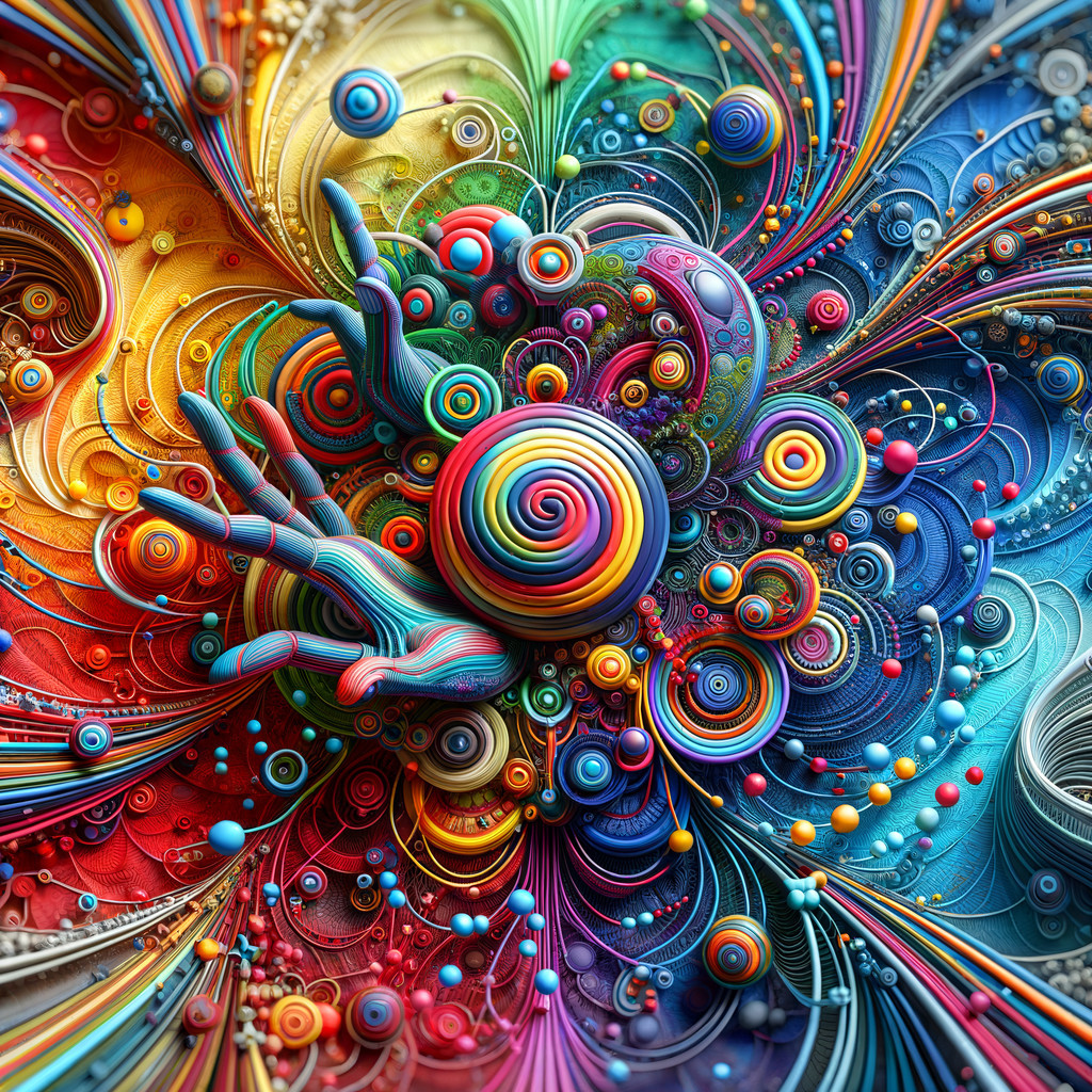 Abstract Composition with Swirling Patterns and Colors