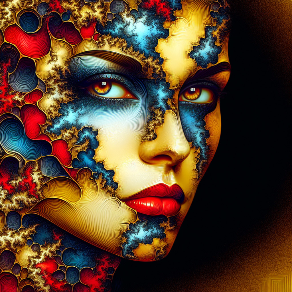 Fractal Patterns on a Face in Vibrant Colors