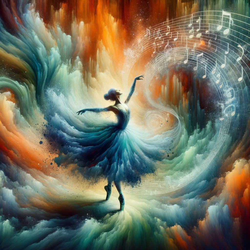 Ballerina Dancing in a Colorful Dreamlike Scene