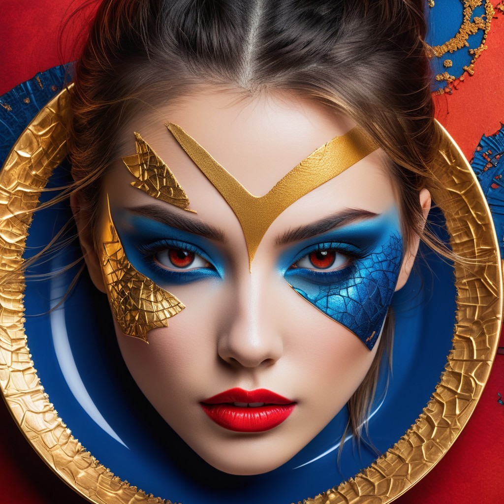 Portrait of a Woman with Bold Makeup and Rich Colors
