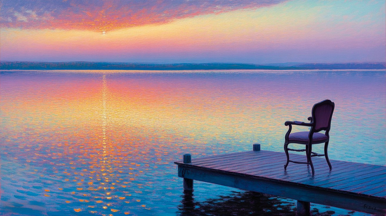 Tranquil Sunset Over Serene Lake with Reflection