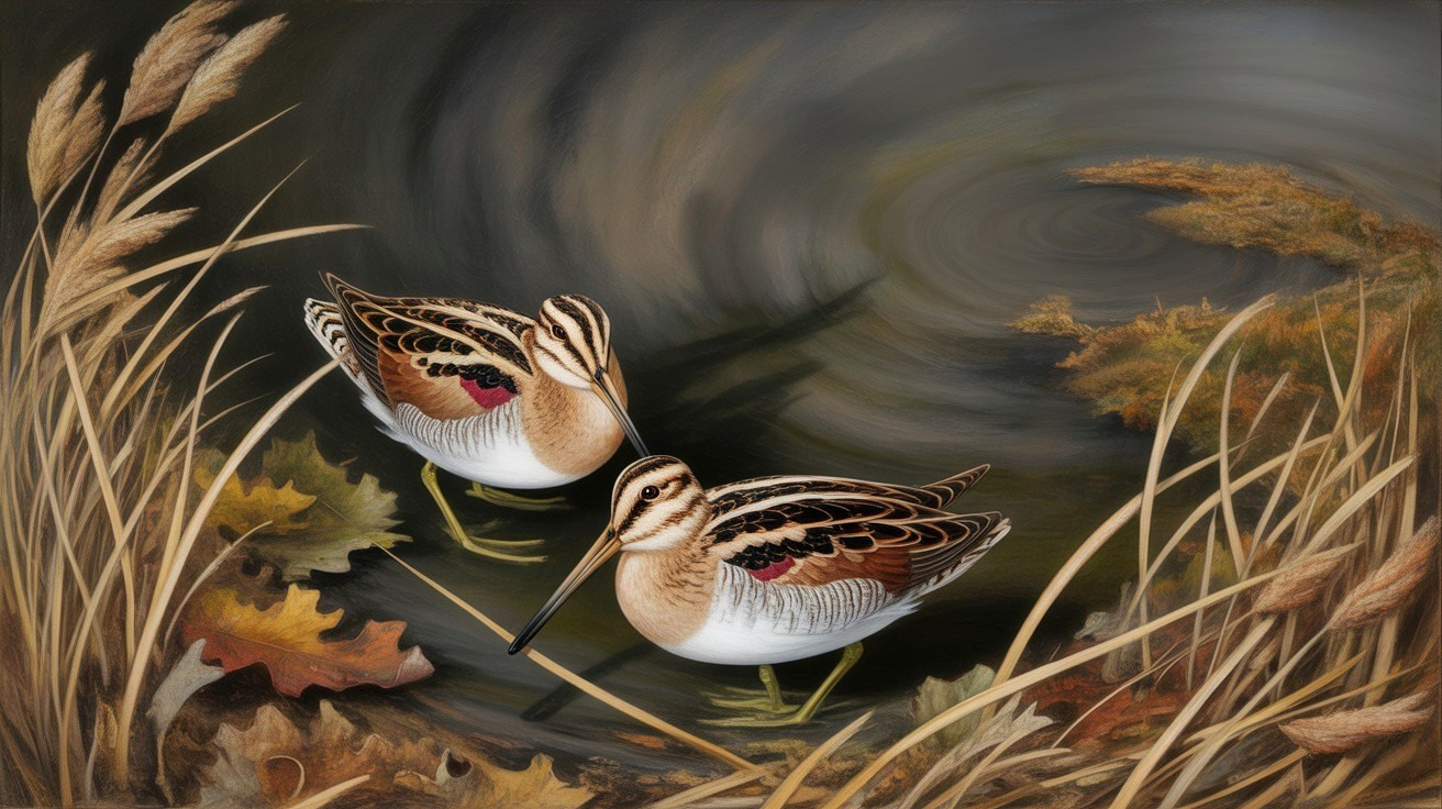 Woodcocks in a Tranquil Wetland Habitat