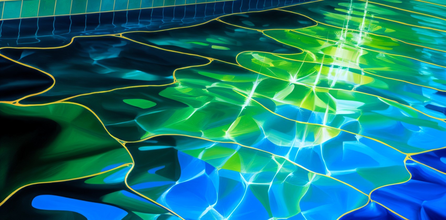 Vibrant Pool Surface with Blue and Green Waves