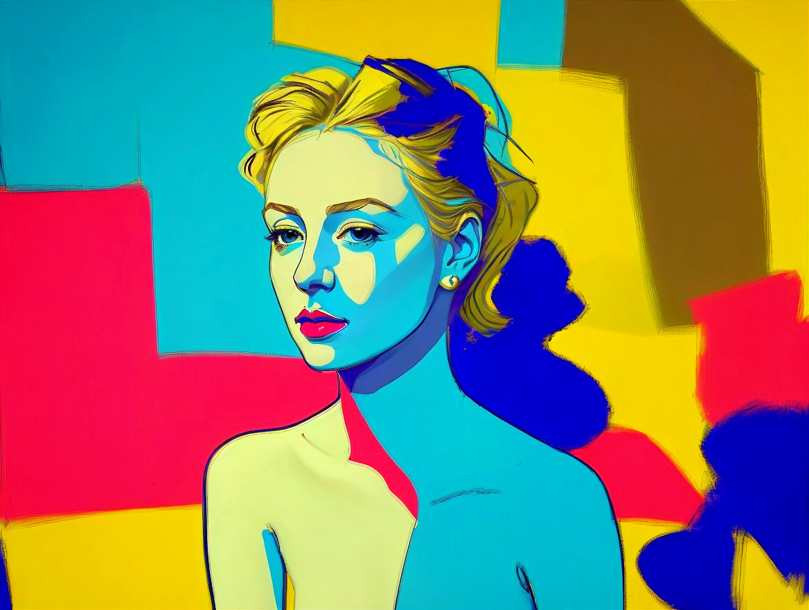 Vibrant Stylized Portrait of a Calm Woman