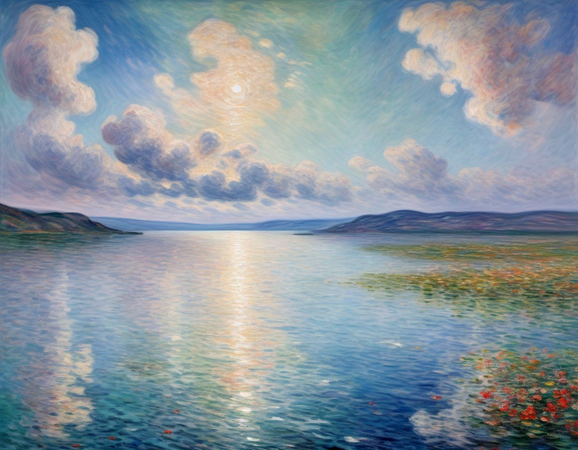 Serene Landscape with Reflective Water and Vibrant Sky