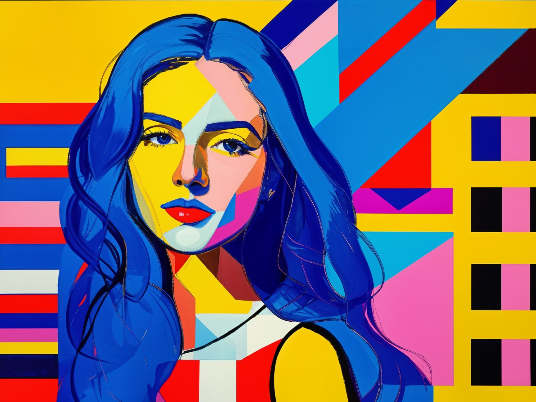 Vibrant Abstract Portrait of a Young Woman