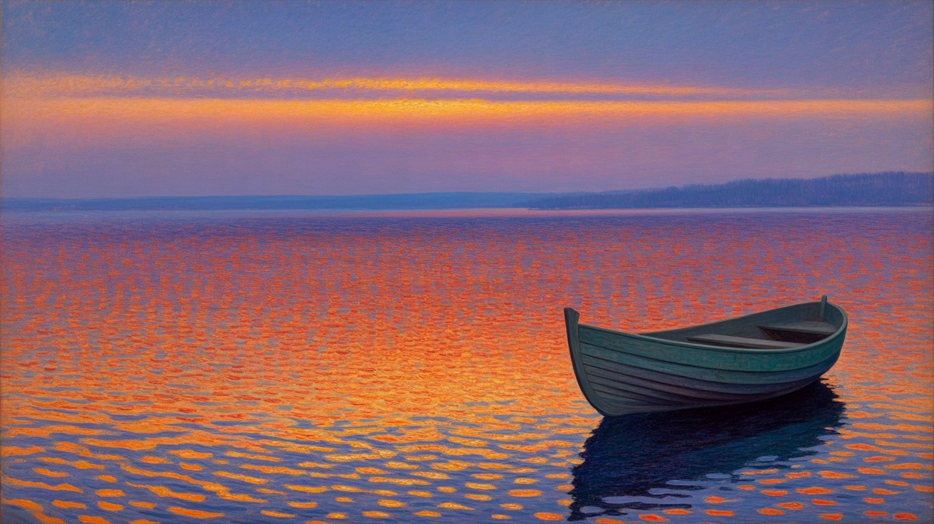 Serene Lake Landscape with Sunset Reflections