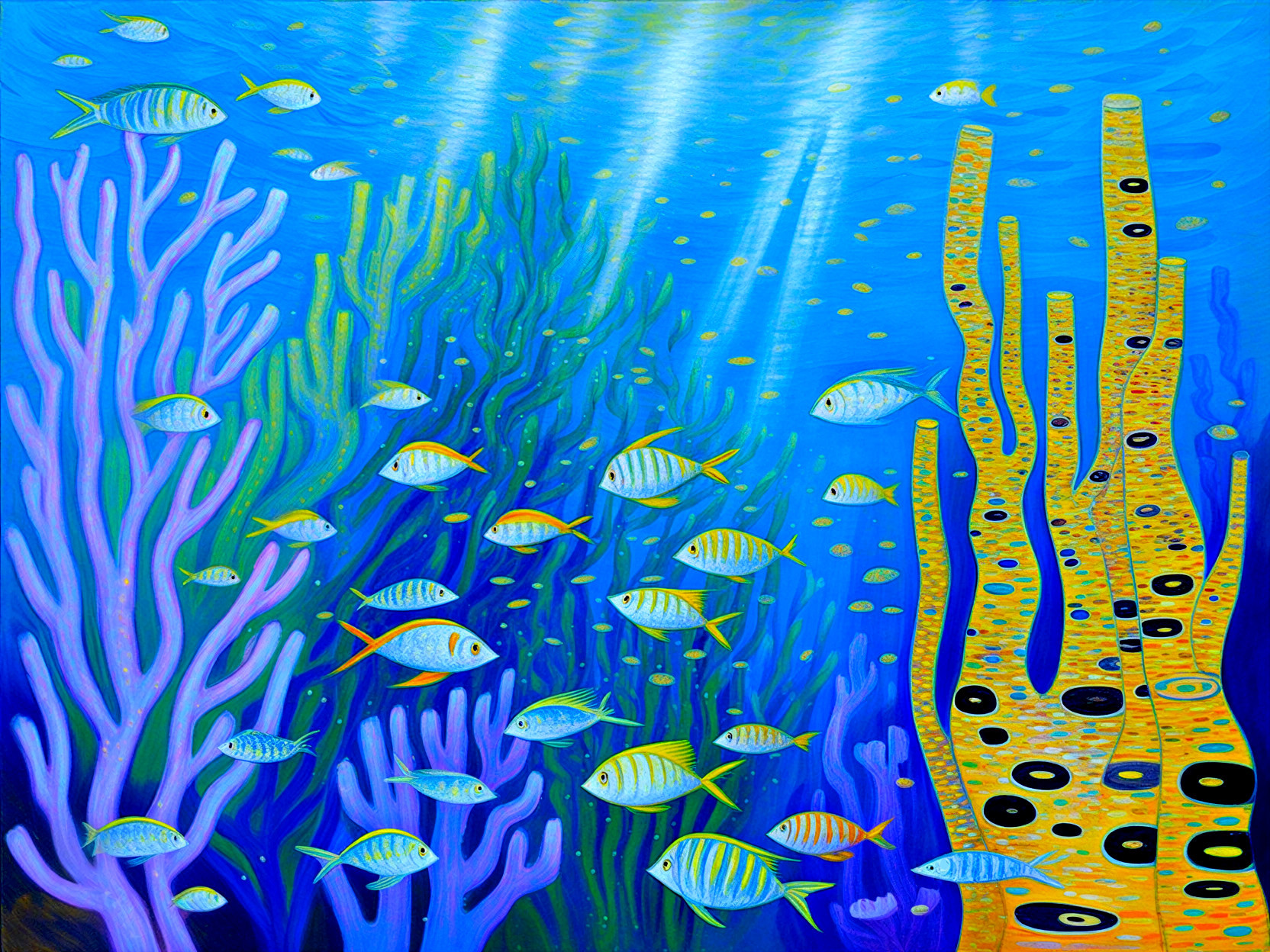 Vibrant Underwater Scene with Colorful Coral and Fish