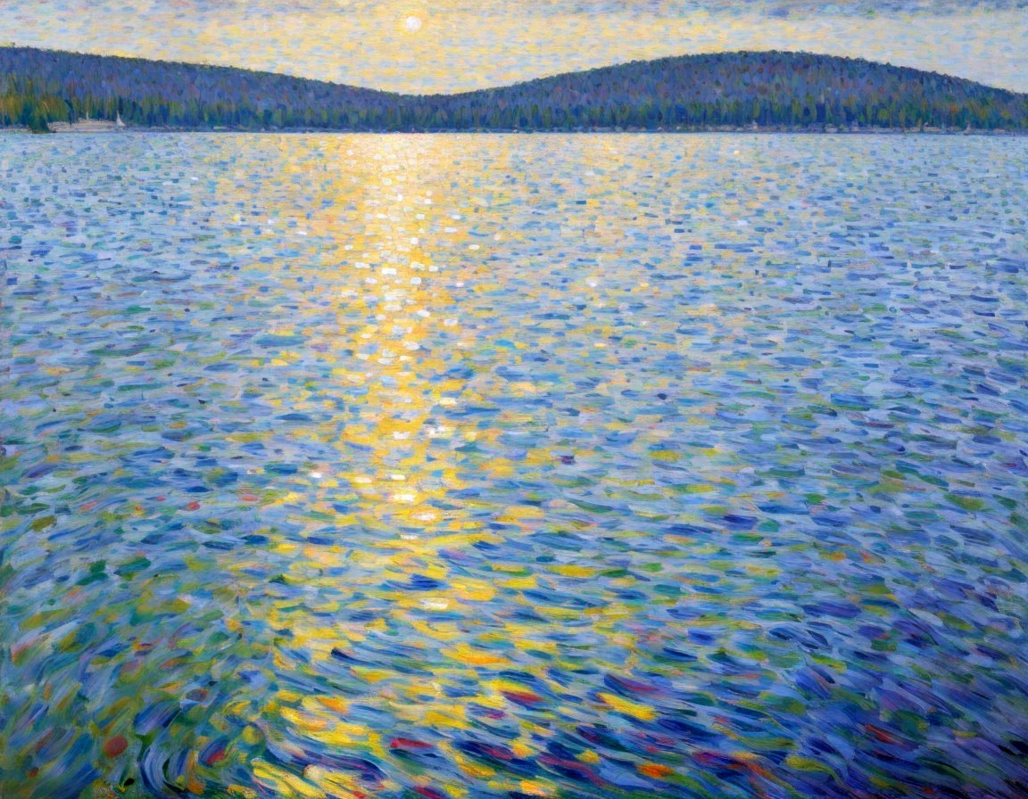 Serene Lake at Sunset with Vibrant Reflections