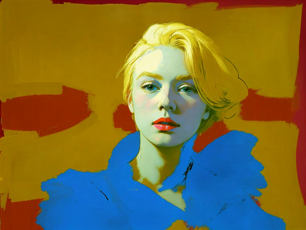 Portrait of a Woman with Blonde Hair and Bold Colors