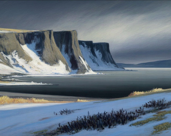 Serene Landscape of Cliffs and Calm Waters