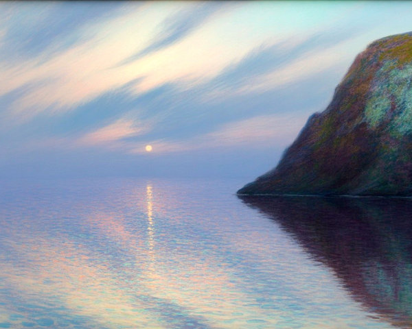 Tranquil Sea Landscape at Dusk with Pastel Hues