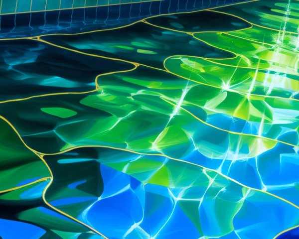 Vibrant Pool Surface with Blue and Green Waves