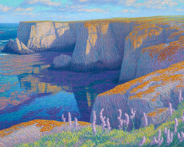 Coastal Landscape with Cliffs and Vibrant Vegetation