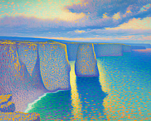 Vibrant Coastal Scene with Cliffs and Ocean Colors