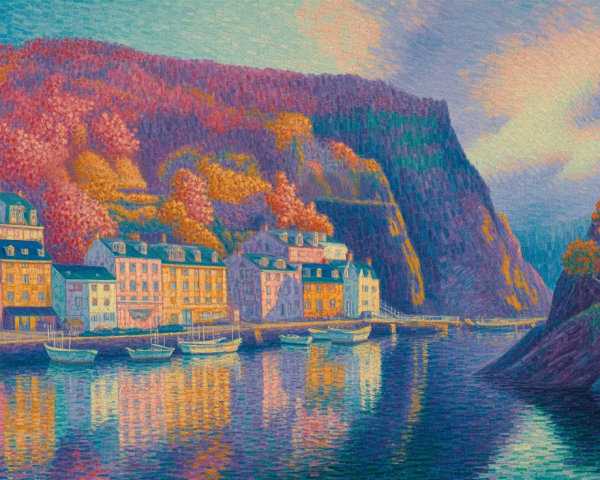 Autumn Landscape with Colorful Foliage and Water