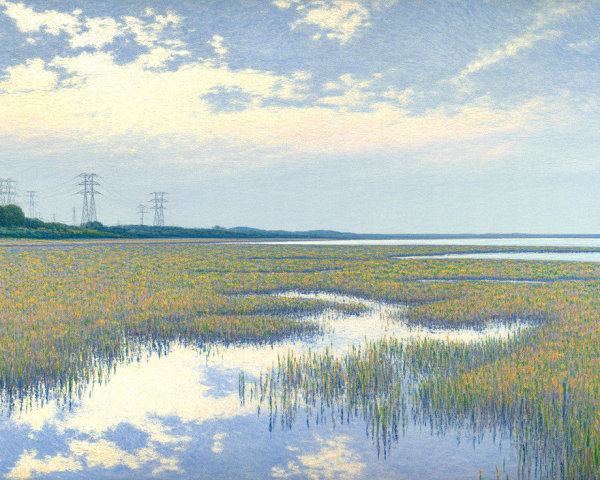 Tranquil Landscape of Grasses and Reflections
