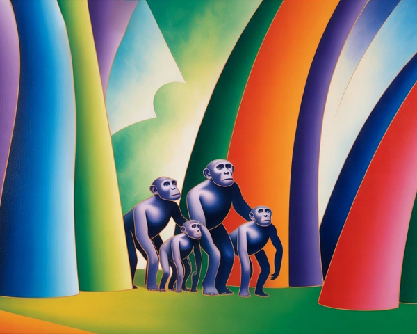 Stylized Monkeys Against Vibrant Abstract Background
