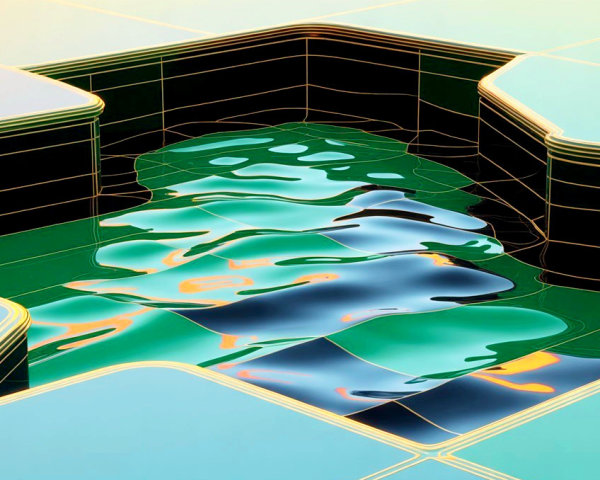 Abstract Water in Geometric Landscape with Gradient Background