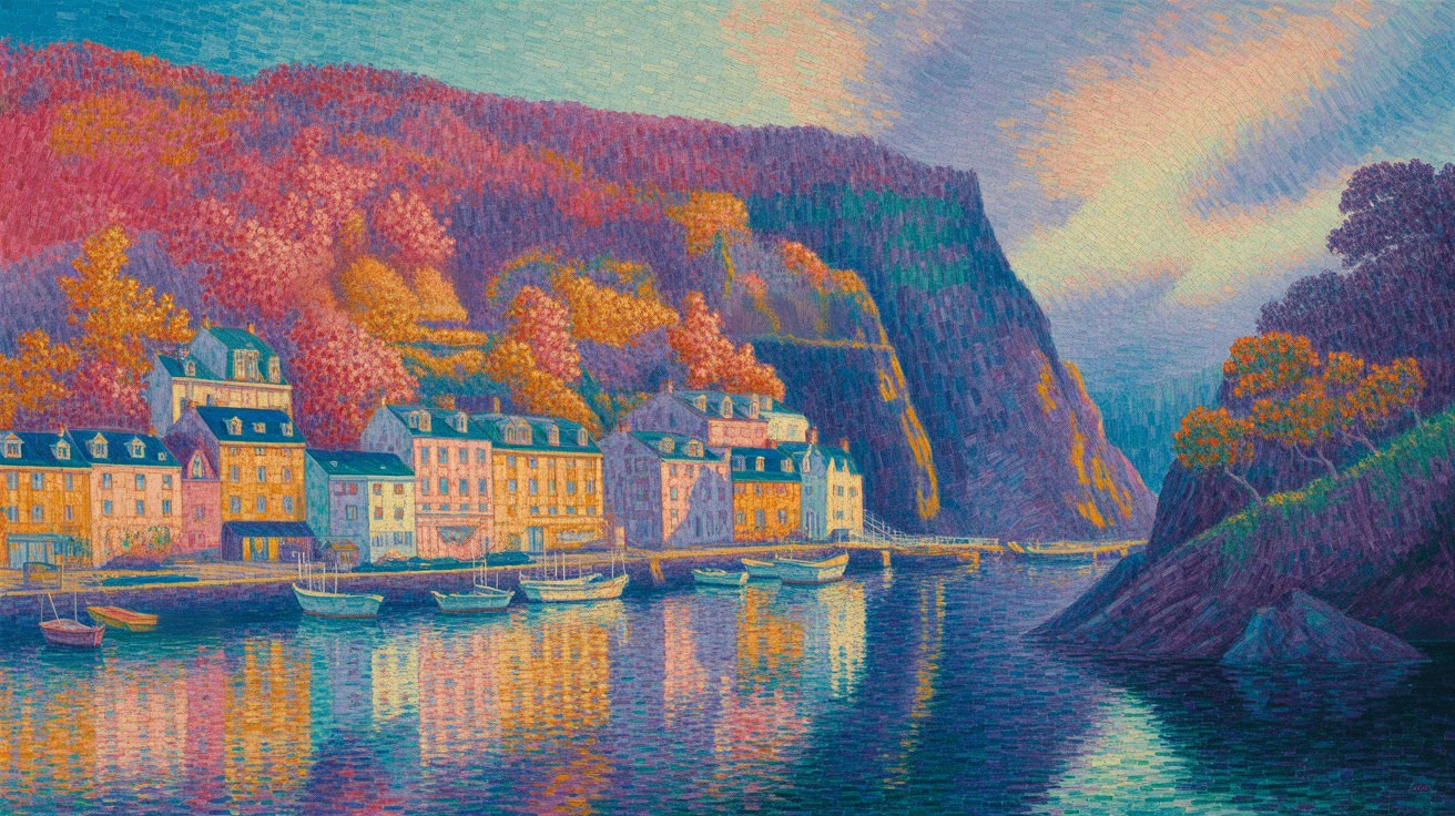 Autumn Landscape with Colorful Foliage and Water