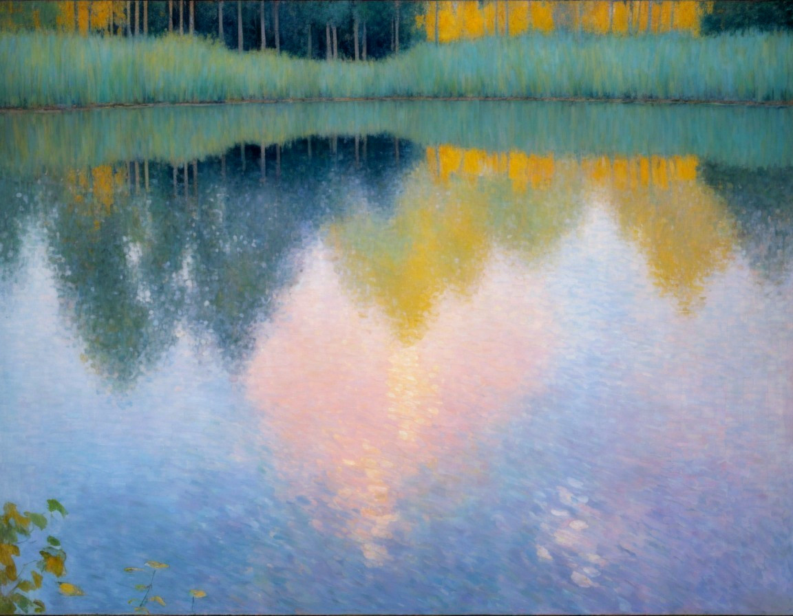 Tranquil Landscape with Serene Pond and Lush Greenery