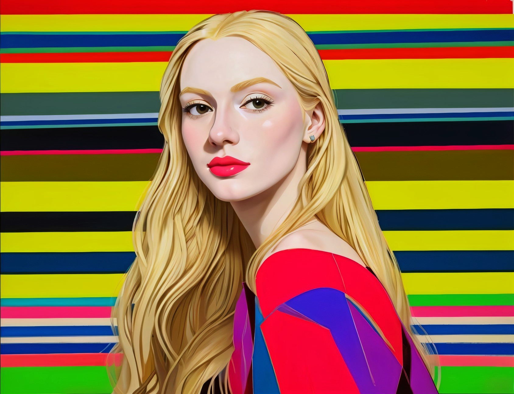 Portrait of a Confident Woman with Colorful Background