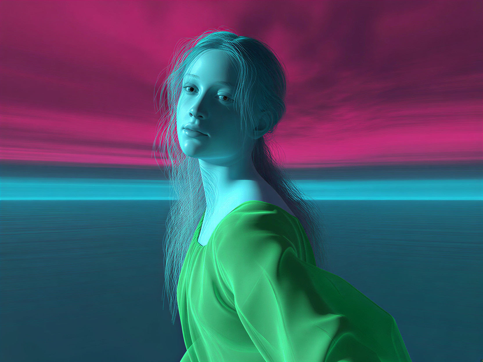 Surreal Digital Artwork of a Contemplative Figure