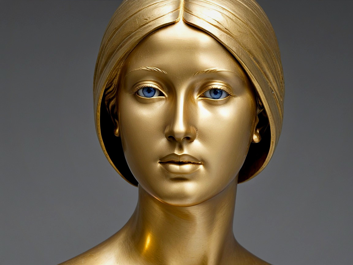 Gold-Toned Female Sculpture with Serene Features