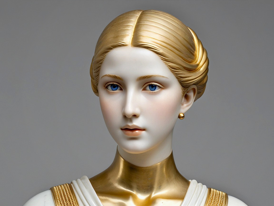 Sculpture of a Youthful Woman with Blue Eyes