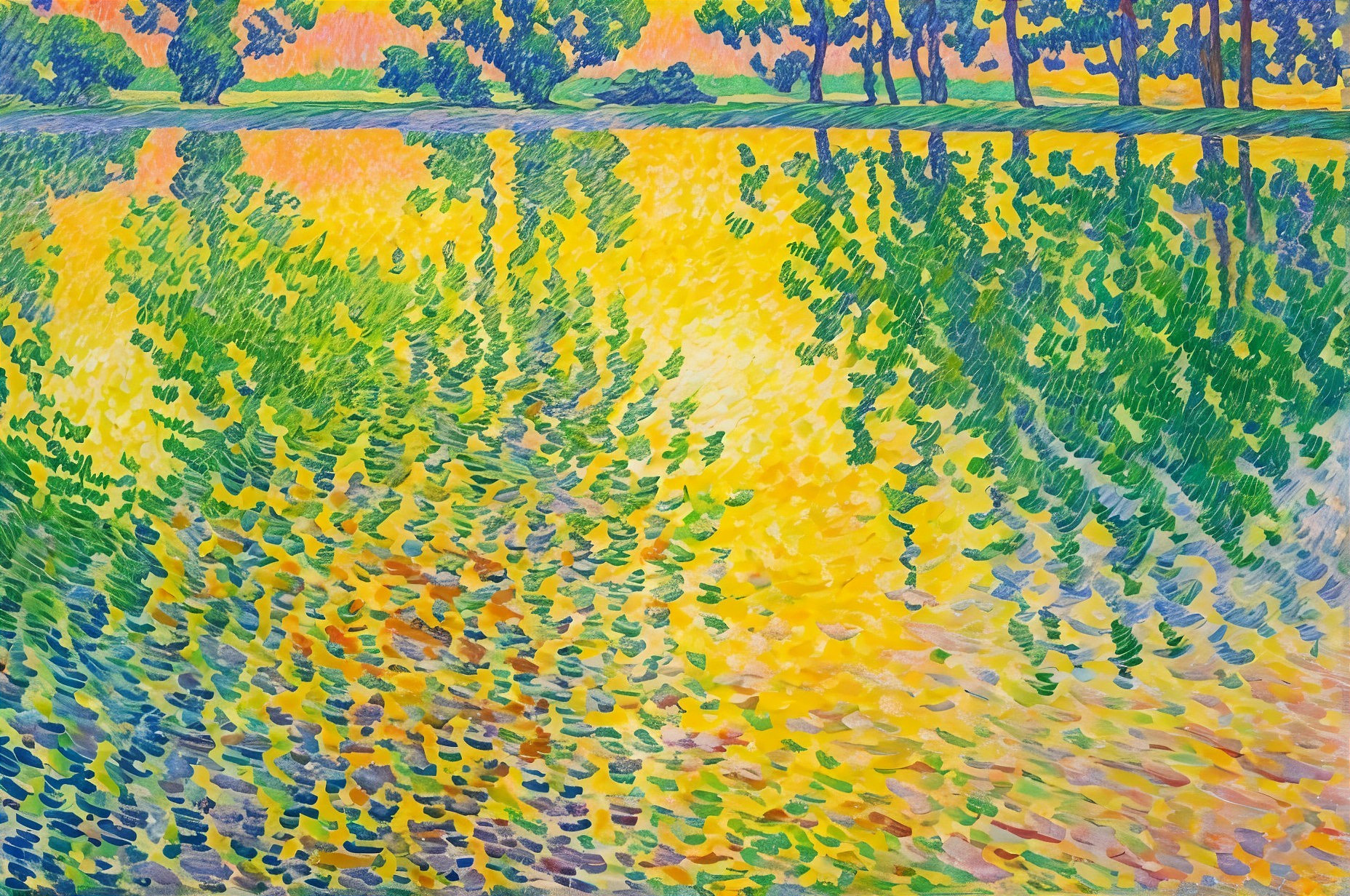 Vibrant Landscape Reflection in Calm Waters