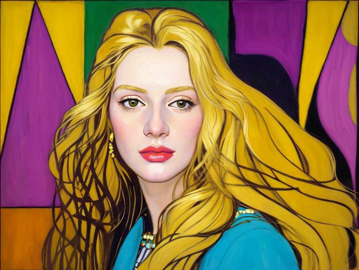 Portrait of a Young Woman with Colorful Background