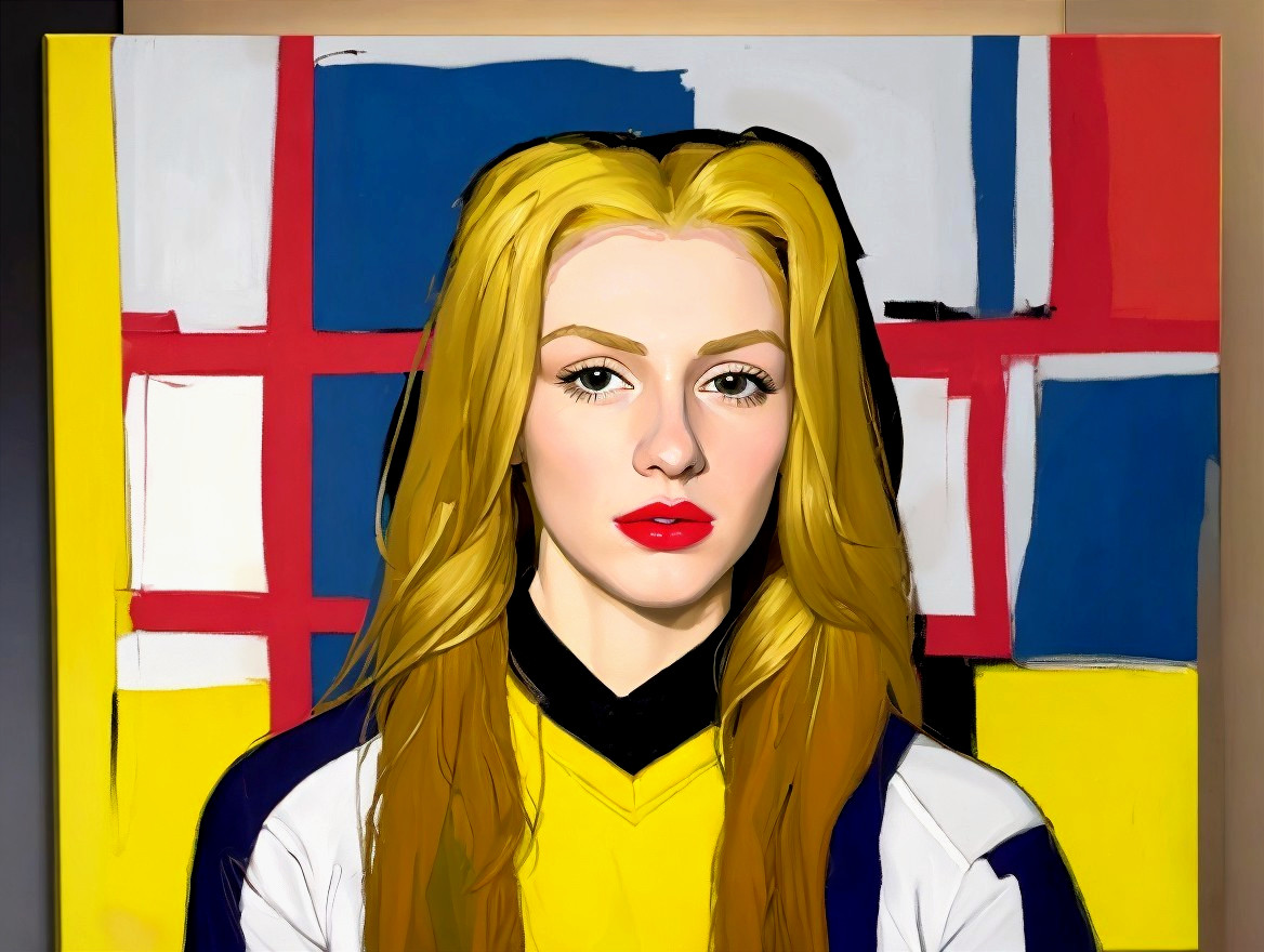 Digital Portrait of Young Woman in Sports Jersey