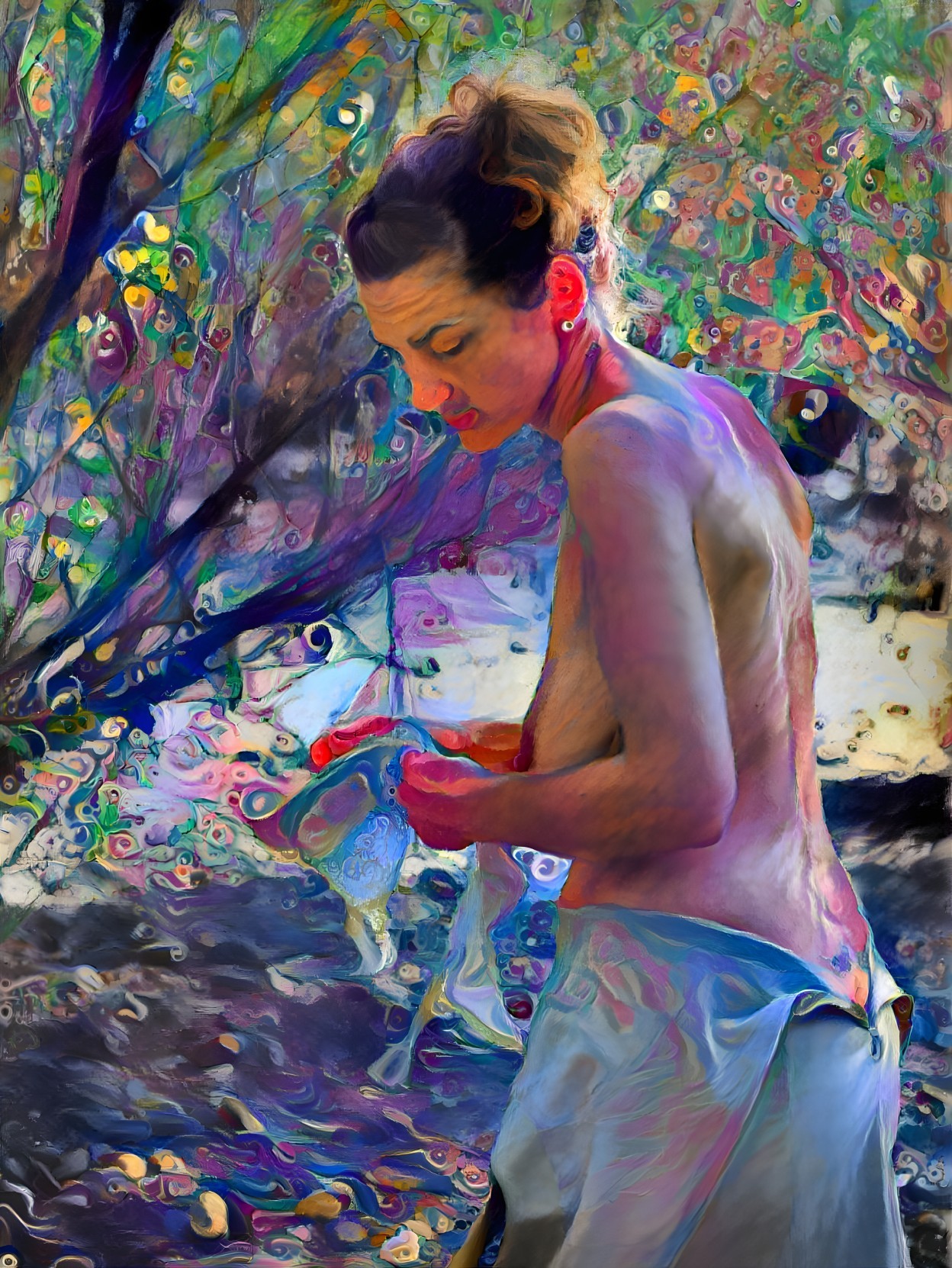 Graceful figure in vibrant, dreamlike environment