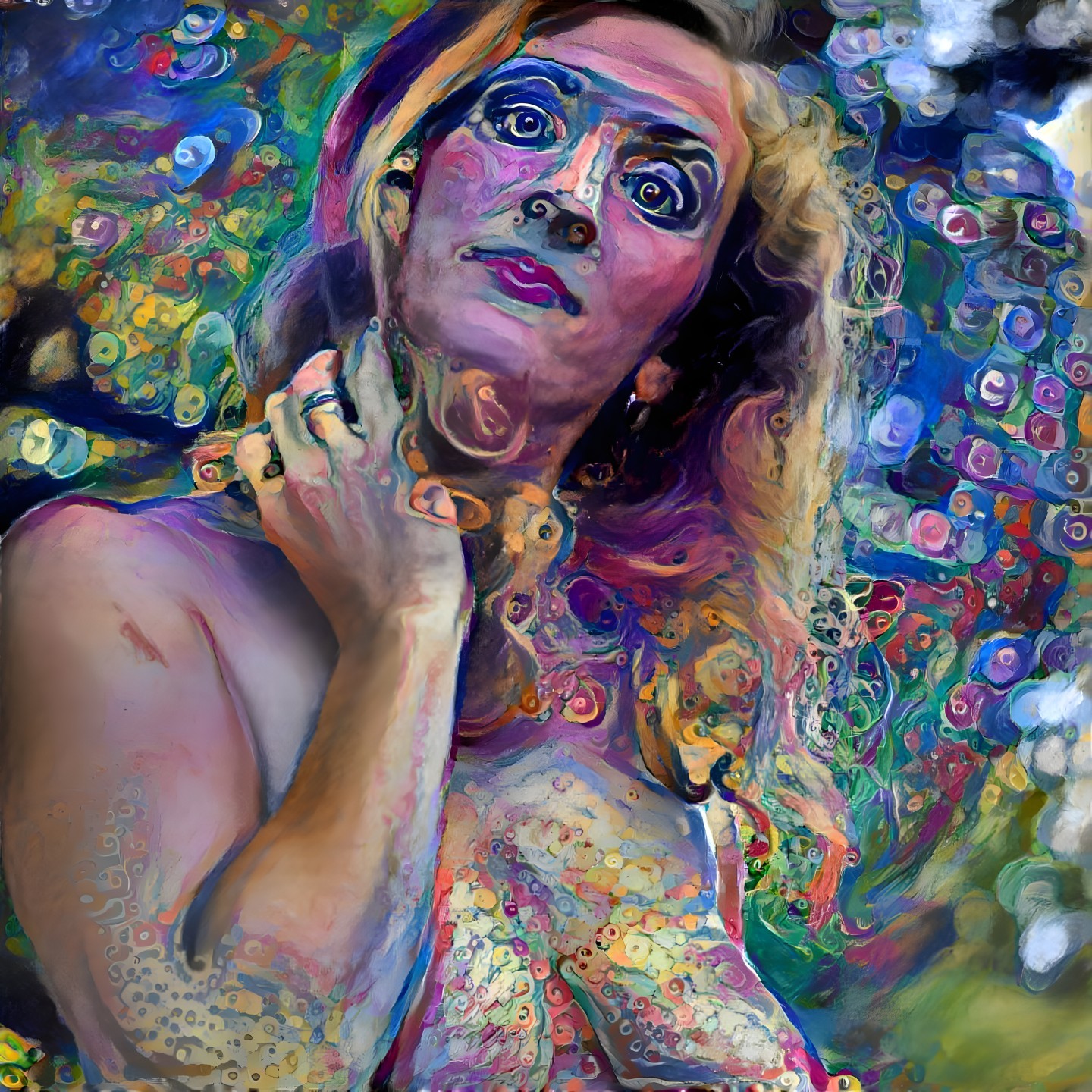 Abstract Portrait with Vibrant Colors and Patterns