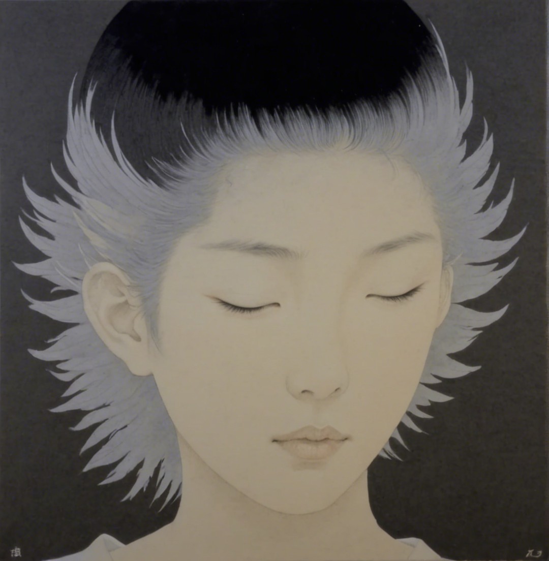 Serene Portrait of a Young Woman with Closed Eyes