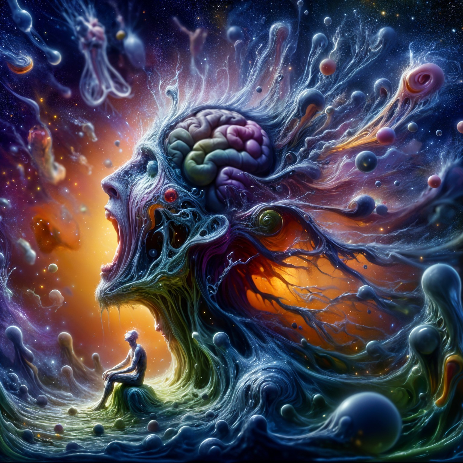 Surreal Scene of Mind and Cosmic Elements