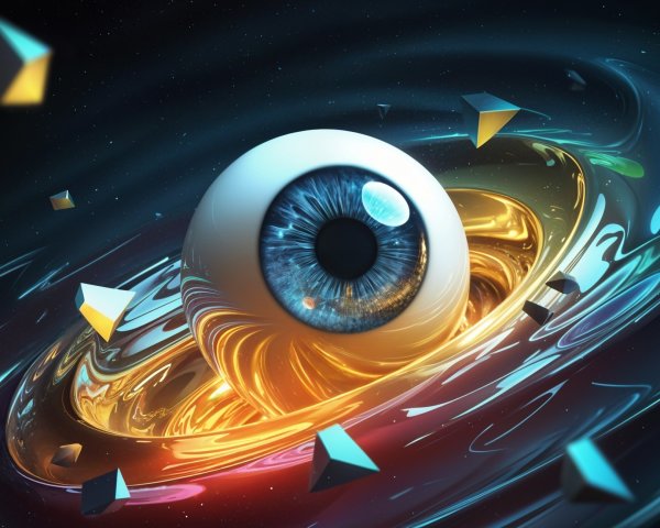 Surreal Cosmic Scene with Oversized Human Eye