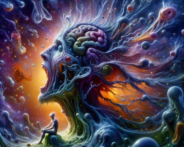 Surreal Scene of Mind and Cosmic Elements