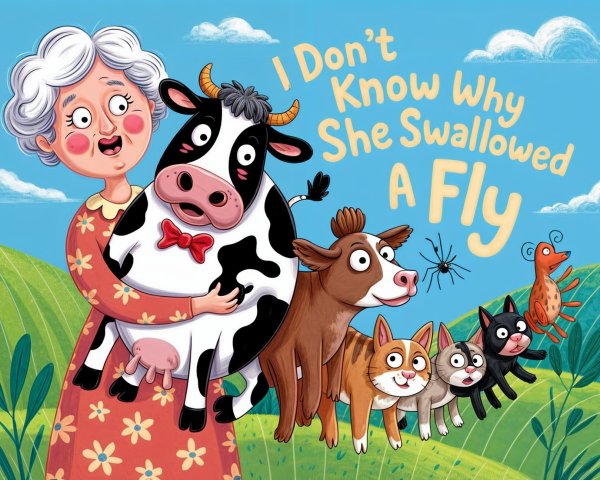 Whimsical illustration of an elderly woman and animals