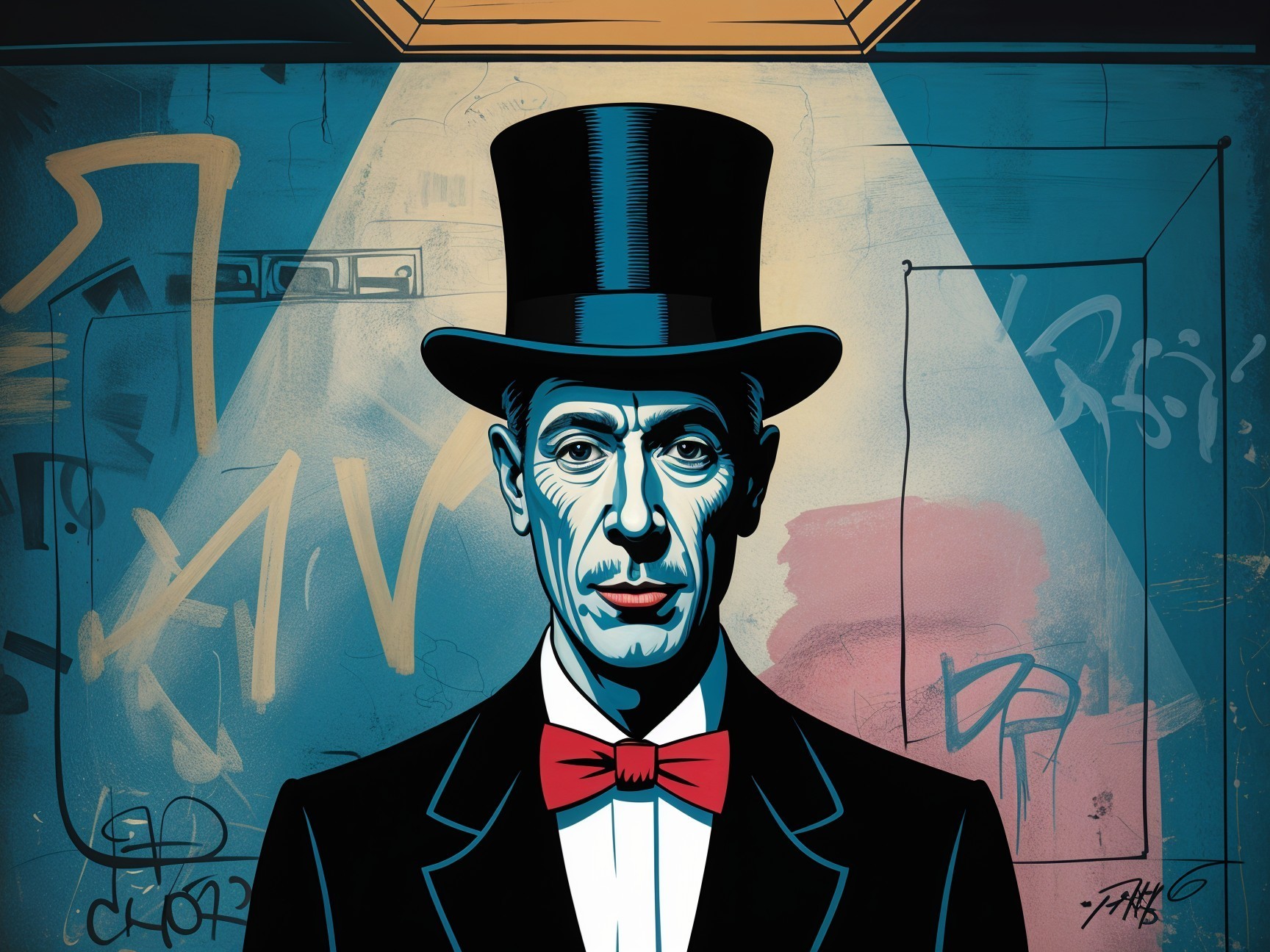 Stylized Illustration of a Man in a Top Hat