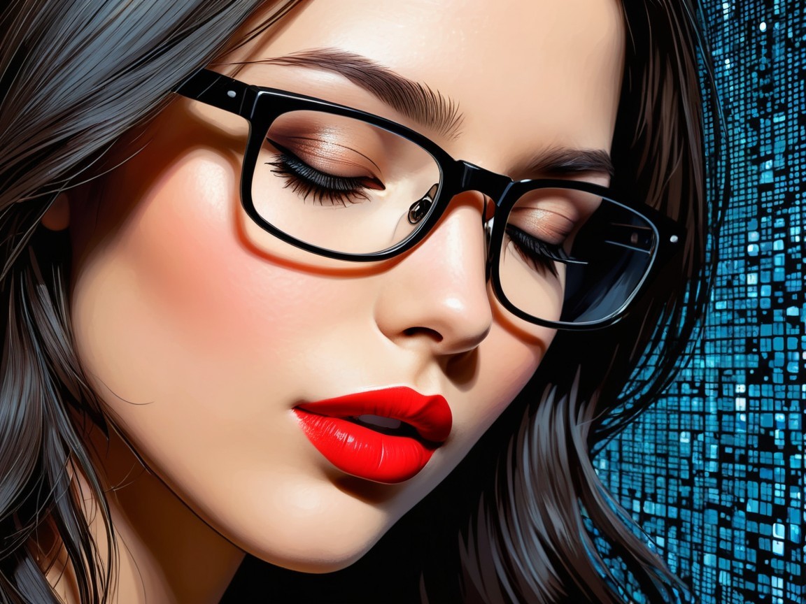 Close-up Portrait of a Young Woman with Glasses