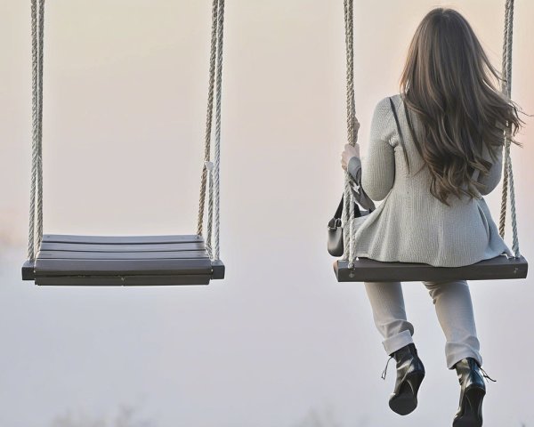 Woman on Swing in Serene Twilight Setting
