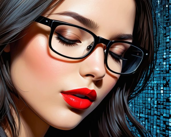 Close-up Portrait of a Young Woman with Glasses