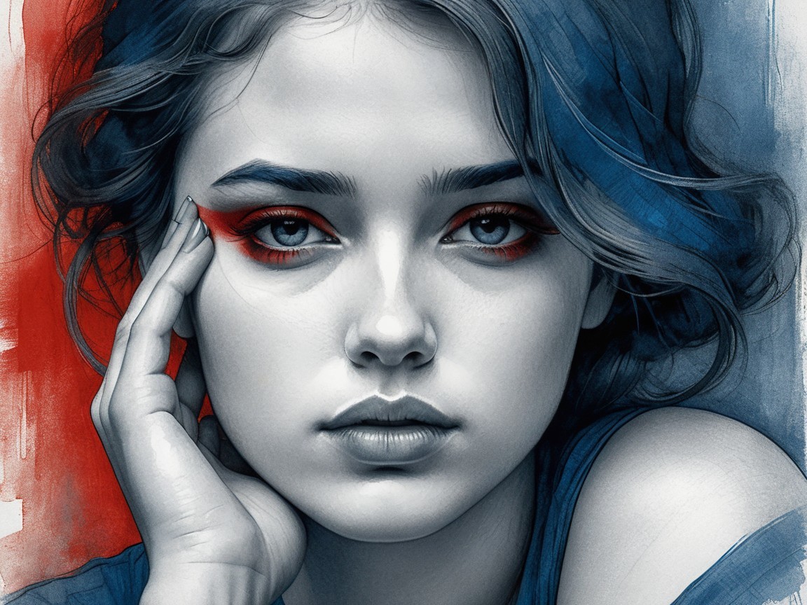 Portrait of a Young Woman with Contemplative Expression