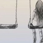 Woman on Swing in Serene Twilight Setting