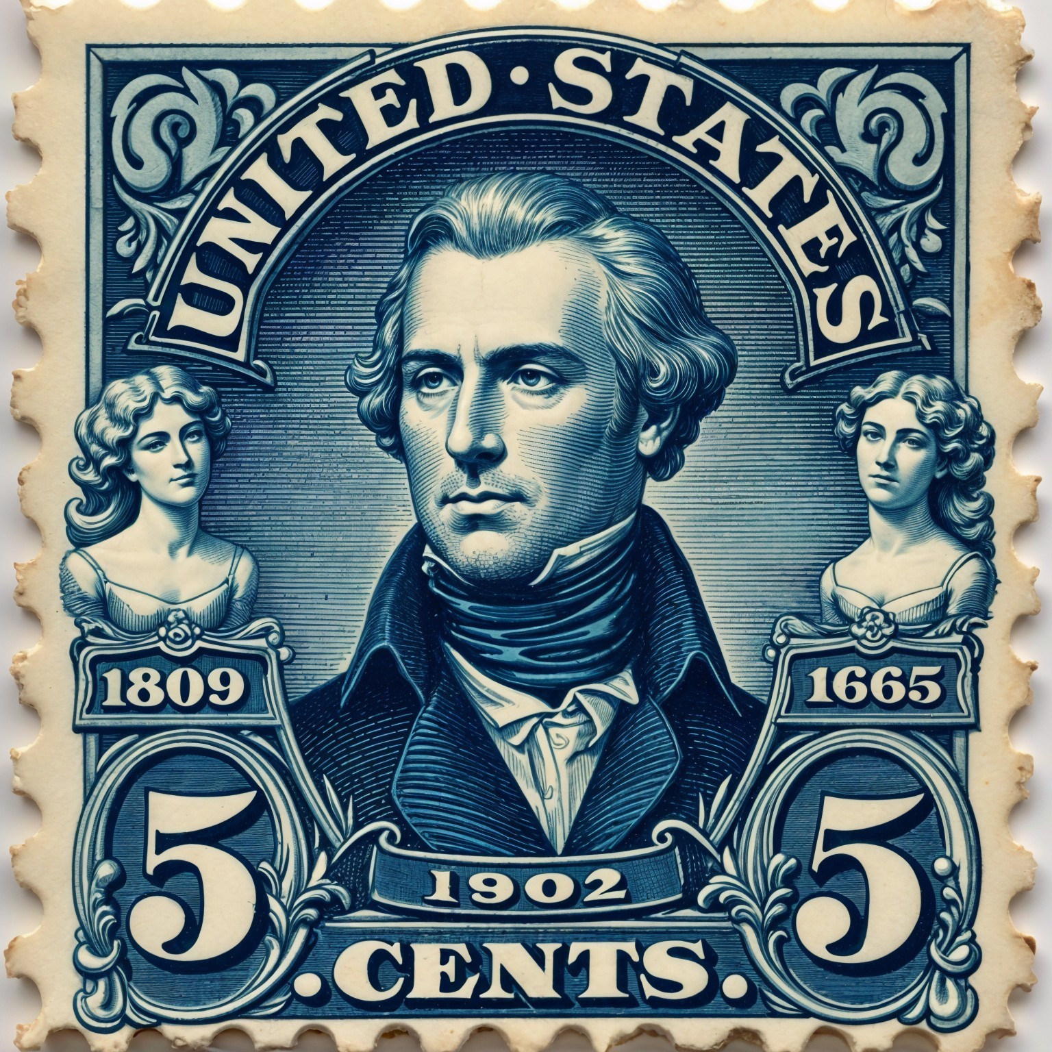 Vintage 1902 U.S. Postage Stamp with Portrait Design