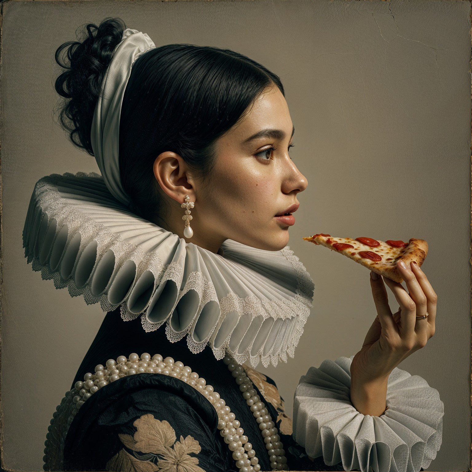 Vintage-Inspired Outfit with Modern Pizza Element