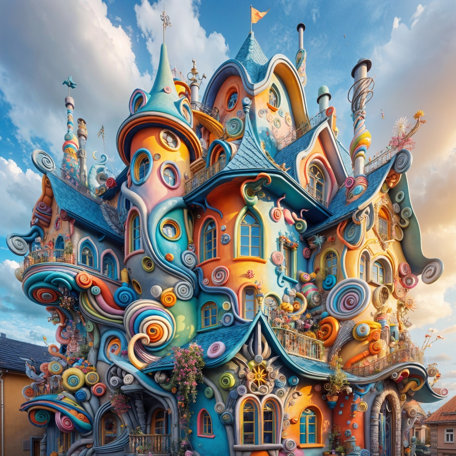 Colorful Whimsical House with Enchanting Features